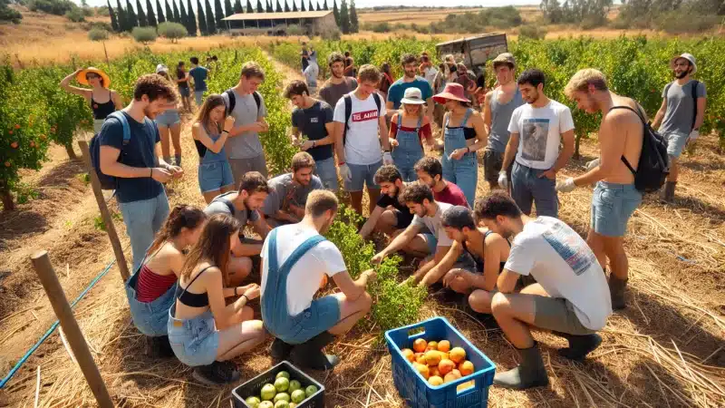 תלמידים מתל אביב מסייעים לחקלאים במילואים בזמן החופש הגדול